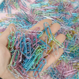 100pcs of Sparkling Iridescent Paper Clips  Elevate Your Desk