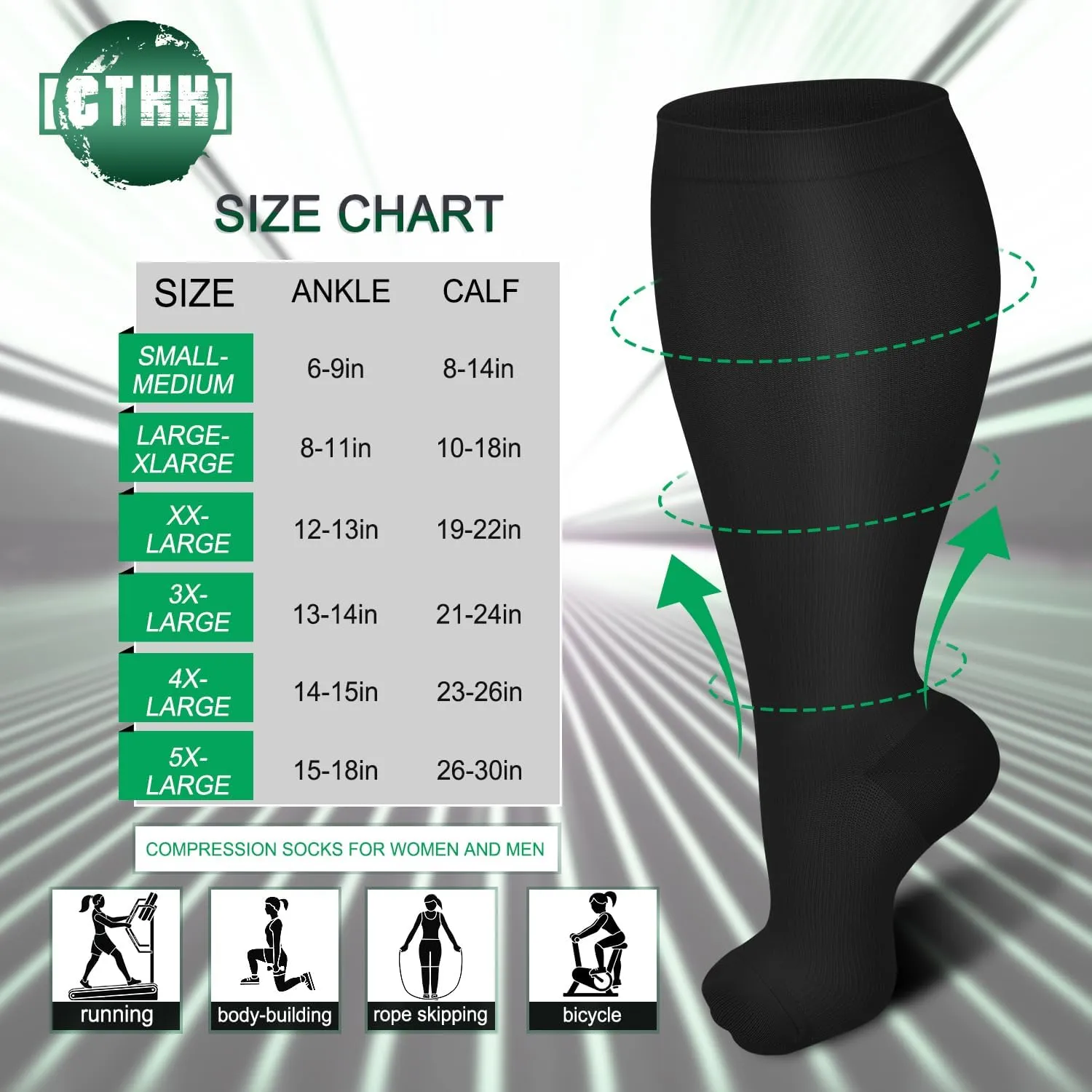 3 Pack Plus Size Compression Socks for Women & Men, Extra Wide Calf Knee High Stockings for Circulation Support