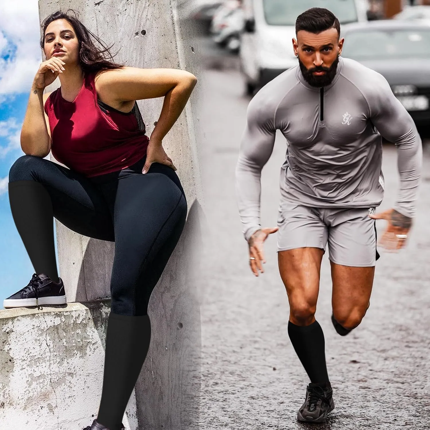 3 Pack Plus Size Compression Socks for Women & Men, Extra Wide Calf Knee High Stockings for Circulation Support