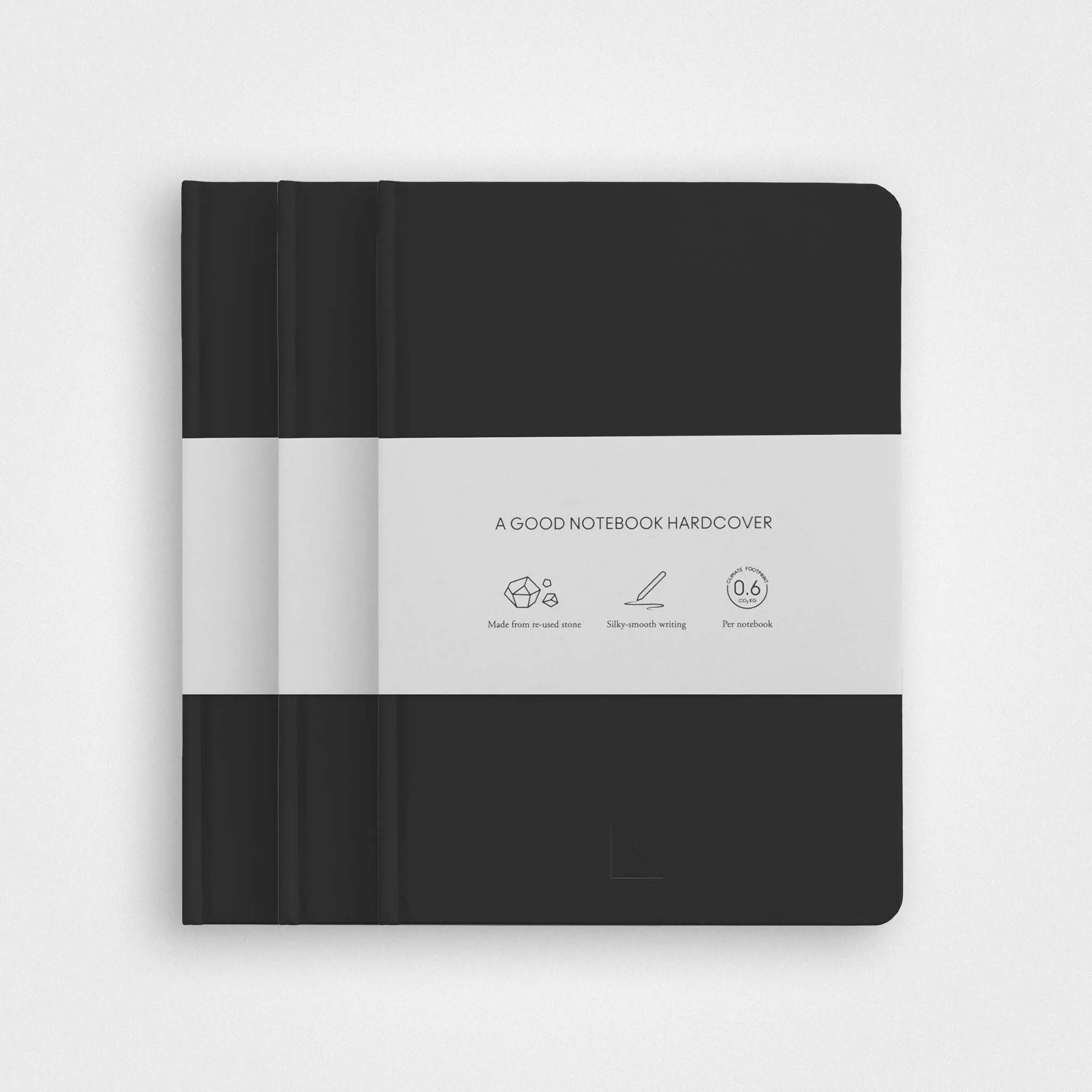3 Pack Stone Paper Notebook Set︱A5 Hardcover, Charcoal black