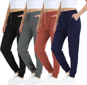 4 Pack Women's Lightweight Sweatpants with Pockets for Running Yoga Workout