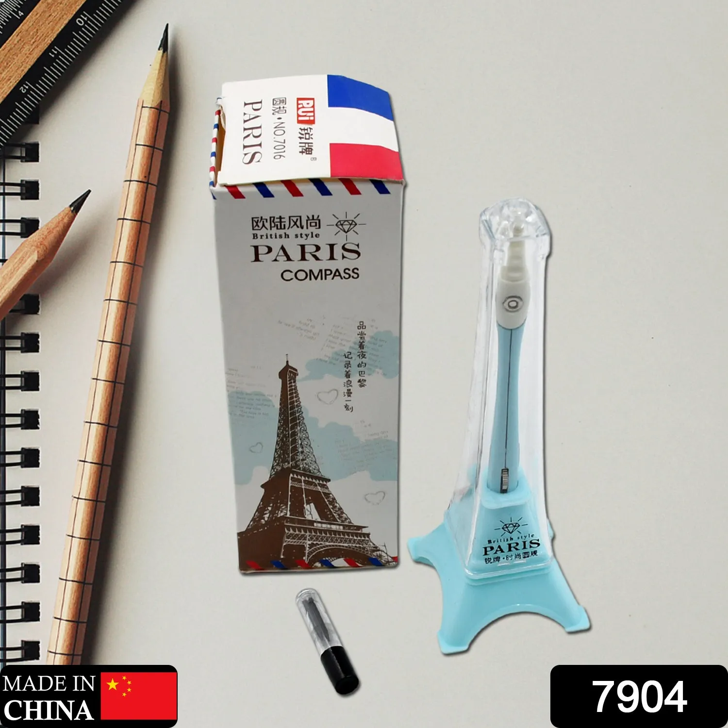 7904 Unique Paris Compass School Student Metal Compass with Joint Pencil and free Lead Box For drawing Arcs and Circles Compass