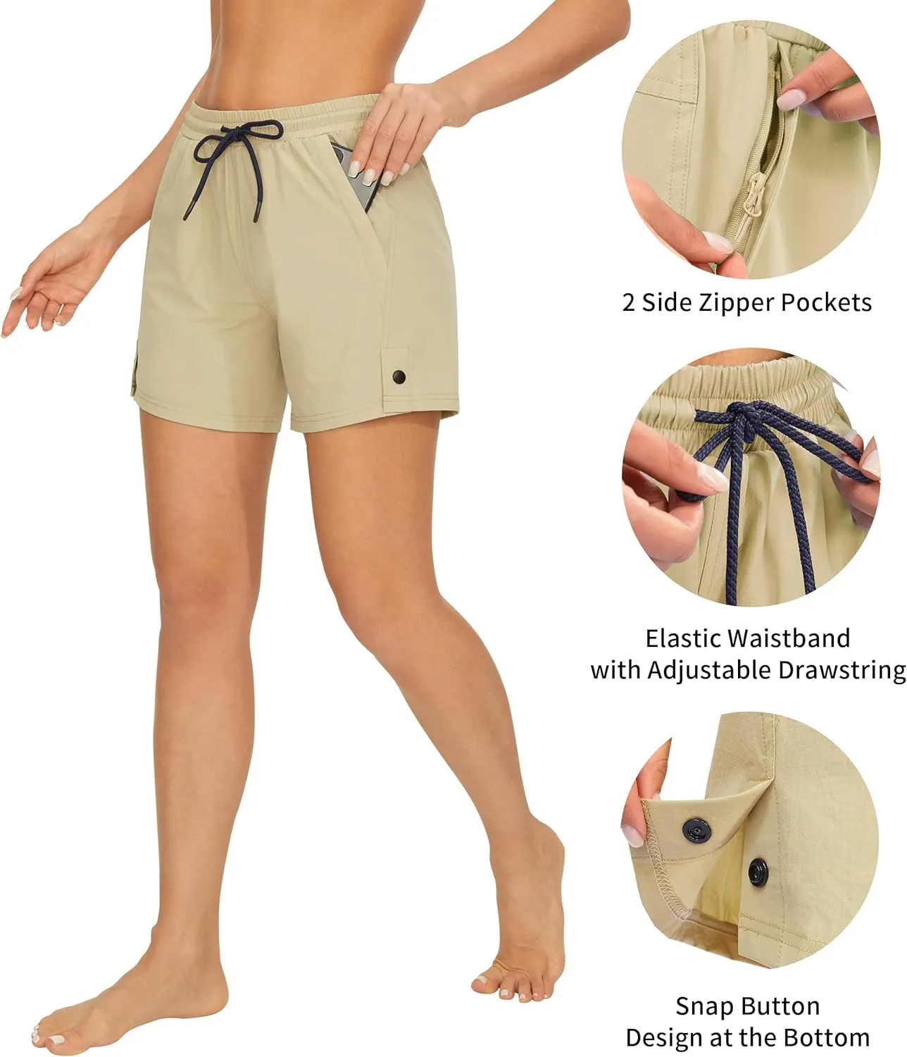AFITNE Women's 4" Hiking Shorts Quick Dry Lightweight Outdoor Shorts Travel Athletic Golf Shorts with Pockets Water Resistant