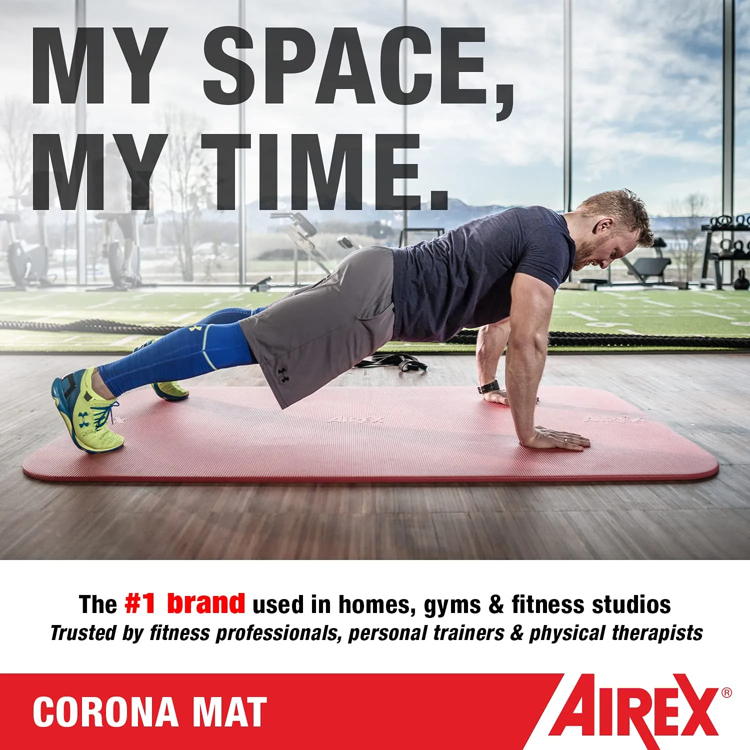 AIREX Corona Premium Exercise Mat for Yoga, Physical Therapy, Rehabilitation, Balance & Stability Exercises, Pilates, Aerobics 72" x 39", Charcoal