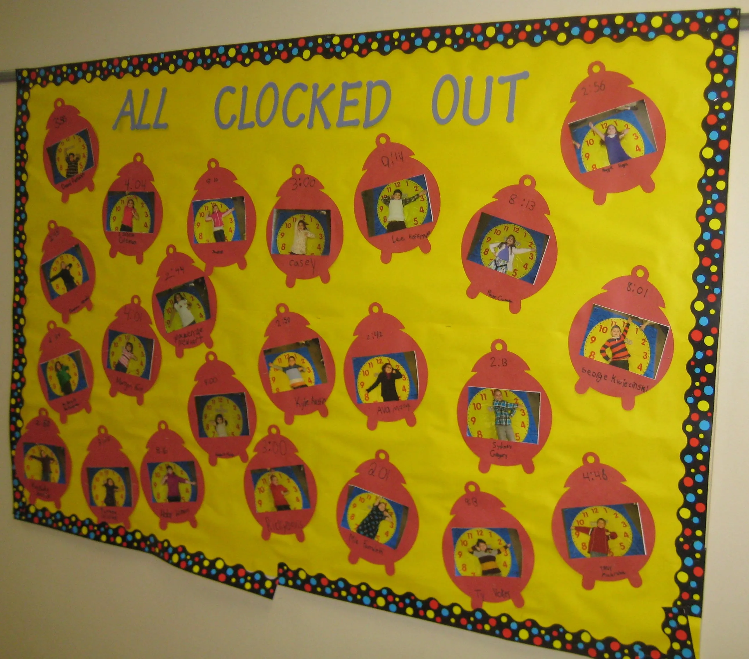 All Clocked Out - Elementary Math Bulletin Board Decorating Idea