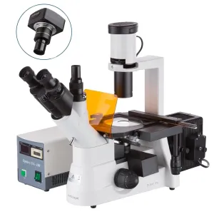 AmScope IN300 Series Inverted Epi-fluorescence Trinocular Compound Microscope with 5MP CCD Camera