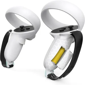AMVR Touch Controller Grips for Oculus Quest 2 - Adjustable Leather Hand Straps with Battery Door Open Accessories, Meta Quest2 Elastic Handband Anti Throw, Relax Hands Enhance Holding