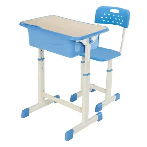 AMYOVE Student Desk Chair Set Adjustable Kids Table Seats Classroom Blue