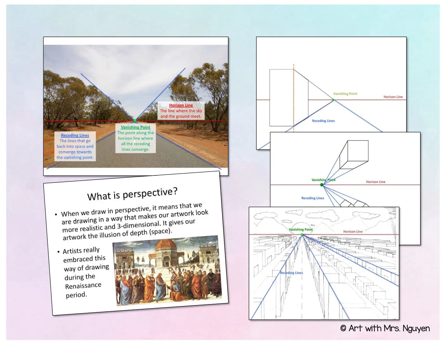 Art Lesson: One-Point Perspective Streetscapes
