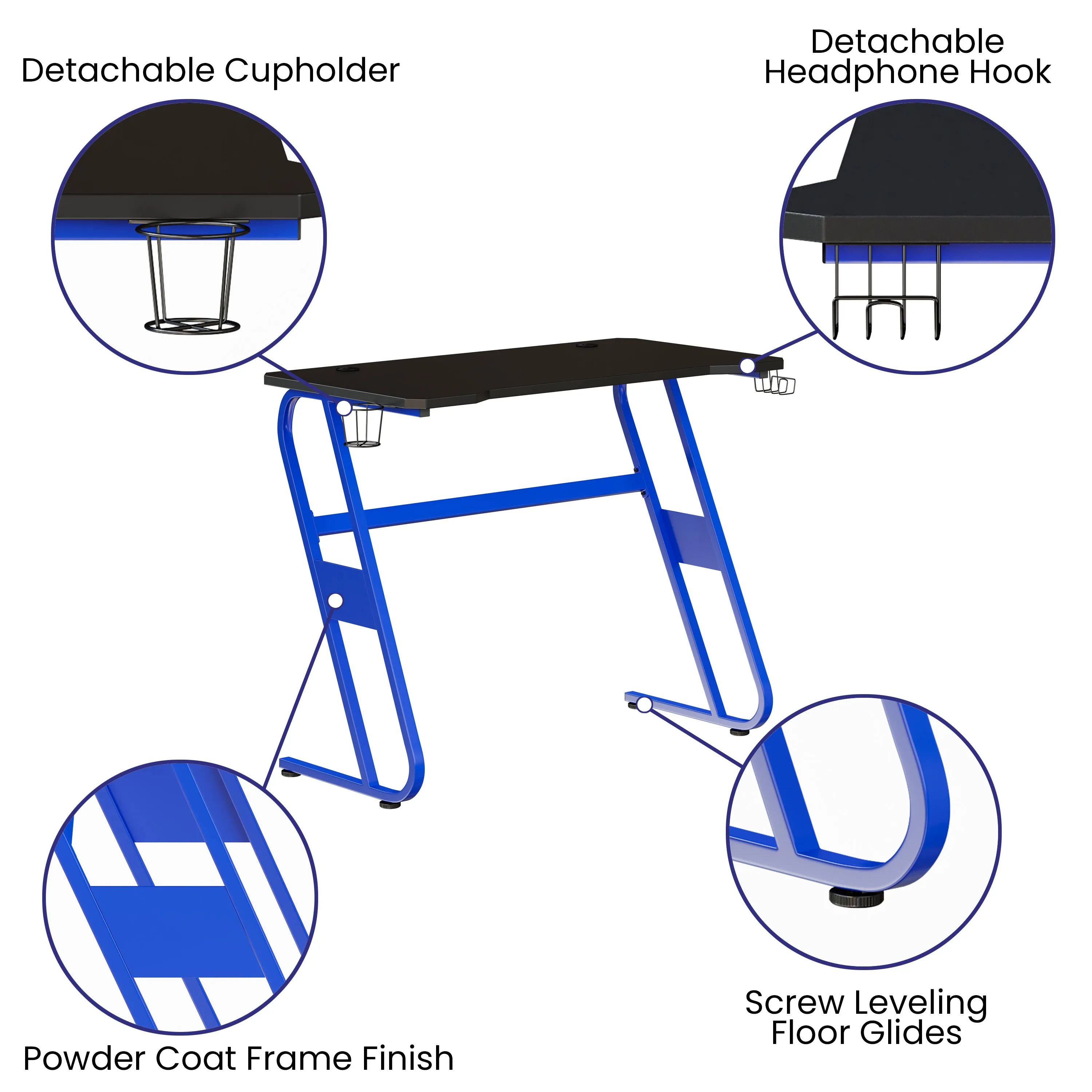 Blue Gaming Desk-Cup Holder NAN-RS-G1030-BL-GG