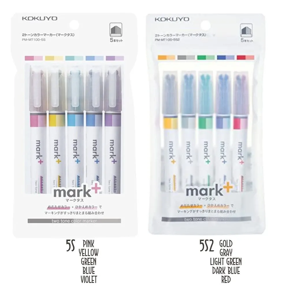 BLUE Kokuyo Mark  TWO Tone Highlighter Dual Way Highlighter Pen Two Way Highlighter Double Sided Highlighter Mark  Highlighter | PM-MT100B