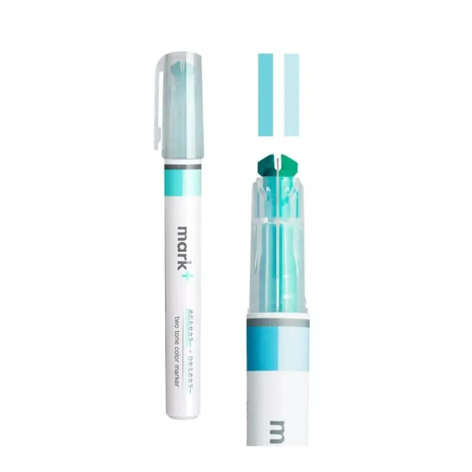 BLUE Kokuyo Mark  TWO Tone Highlighter Dual Way Highlighter Pen Two Way Highlighter Double Sided Highlighter Mark  Highlighter | PM-MT100B
