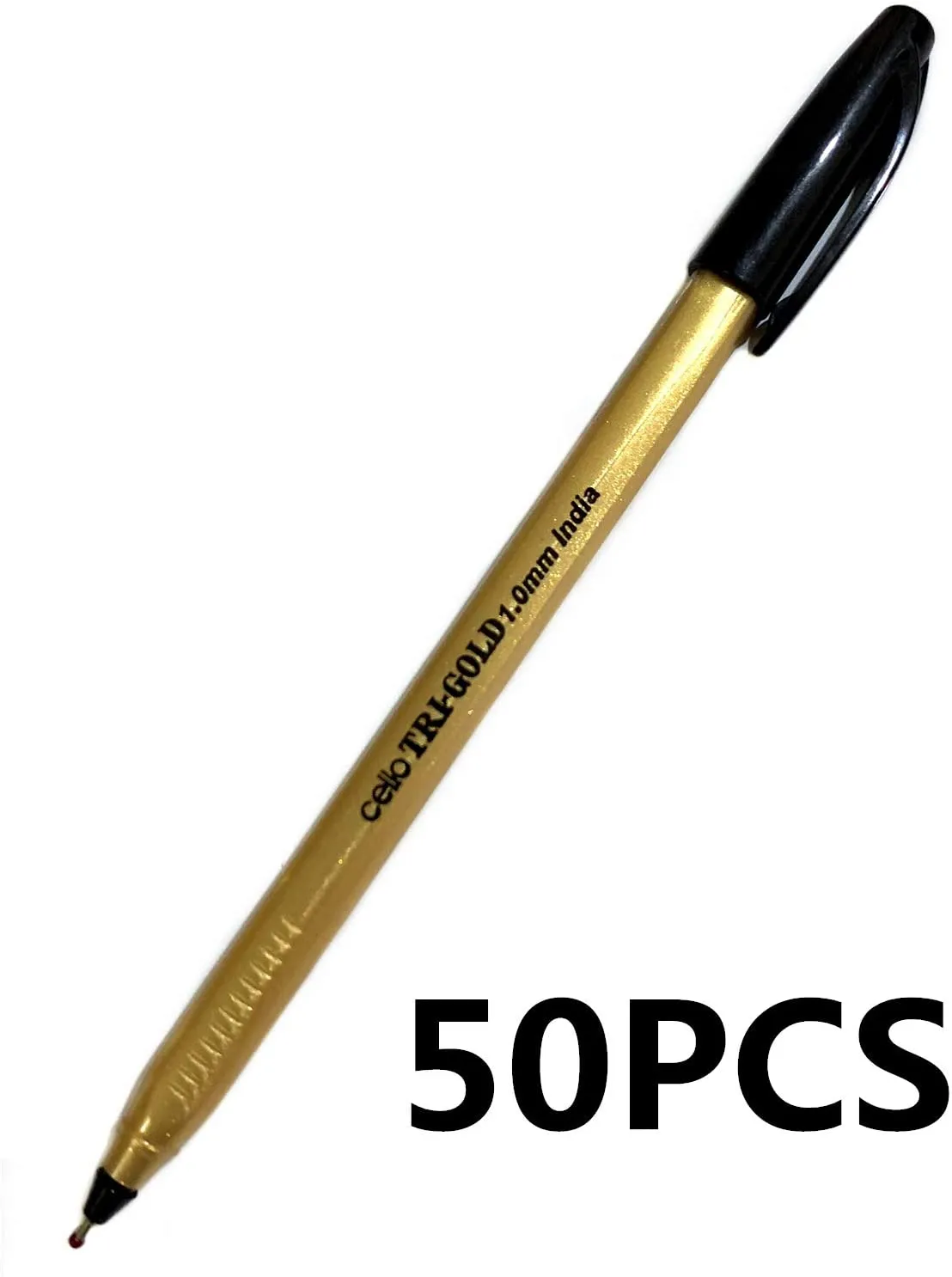 Black 1mm Tri-Gold Cello Pen