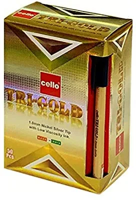 Black 1mm Tri-Gold Cello Pen