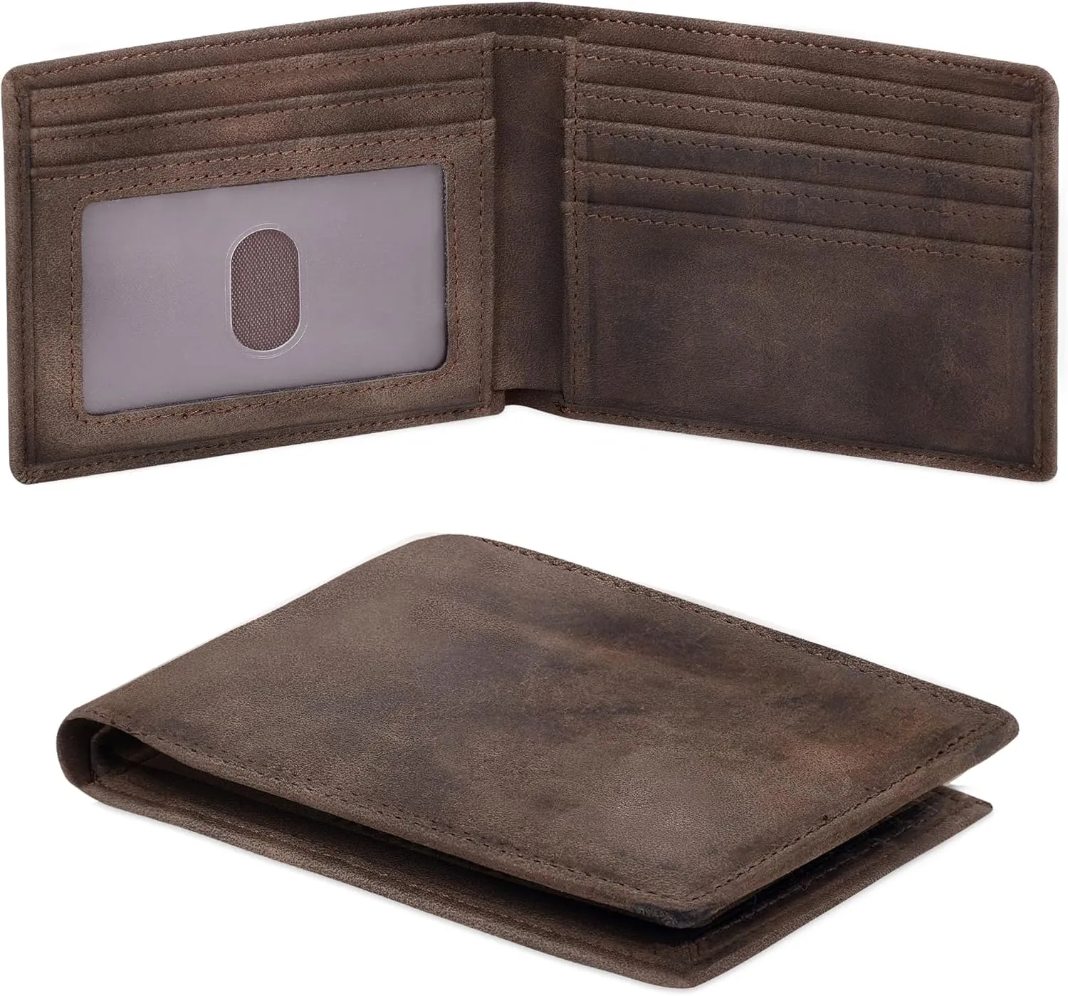 Chelmon Slim Wallet for Men ID Window with RFID Blocking Front Pocket Minimalist Bifold Bussiness Card Holder Gift for Men