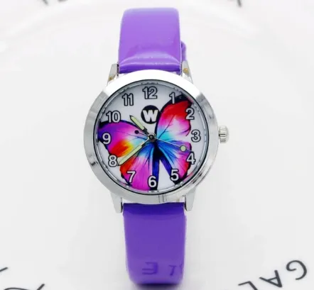 Children's Watches Kids Quartz Watch Student Girls Quartz-watch Cute Colorful Butterfly Dial Waterproof Watch