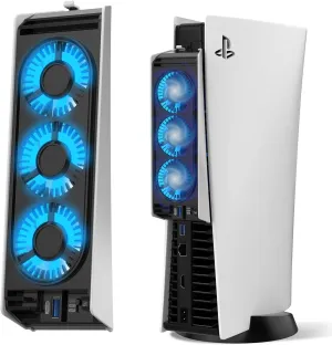 Cooling Fan for PS5 Accessories, Upgraded Quiet Cooler Fan with LED Light for PlayStation 5 Console/PlayStation 5 Digital Edition & Ultra HD Game Console
