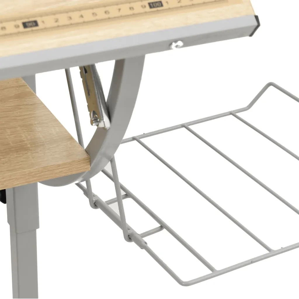 Craft Desk Sonoma Oak&Grey 110x53x(58-87)cm Engineered Wood&Steel
