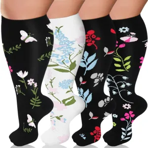 Diu Life Plus Size Compression Socks for Women & Men 15-20 mmhg Extra Wide Calf Knee High Support Socks for Circulation