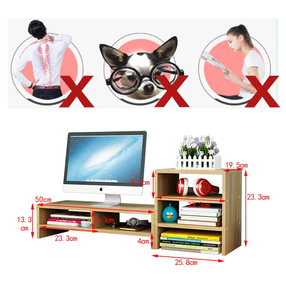 Durable 3-Tier Monitor Riser with Shelves - White