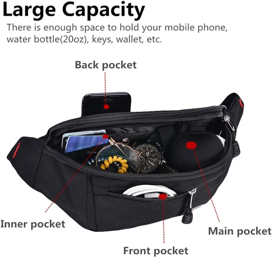Fanny Packs for Men and Women, Water Resistant Sports Waist Pack Bag Hip Bum Bag for Travel Hiking Running