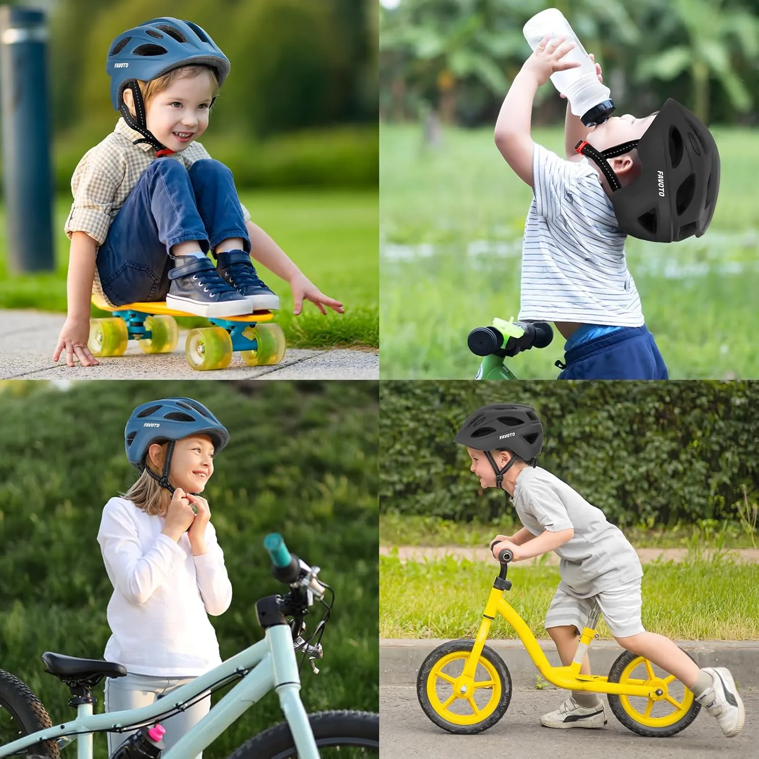 Favoto Kids Bike Helmet, Adjustable and Multi-Sport Safety Helmet for Boys and Girls, Lightweight Cycling Protection