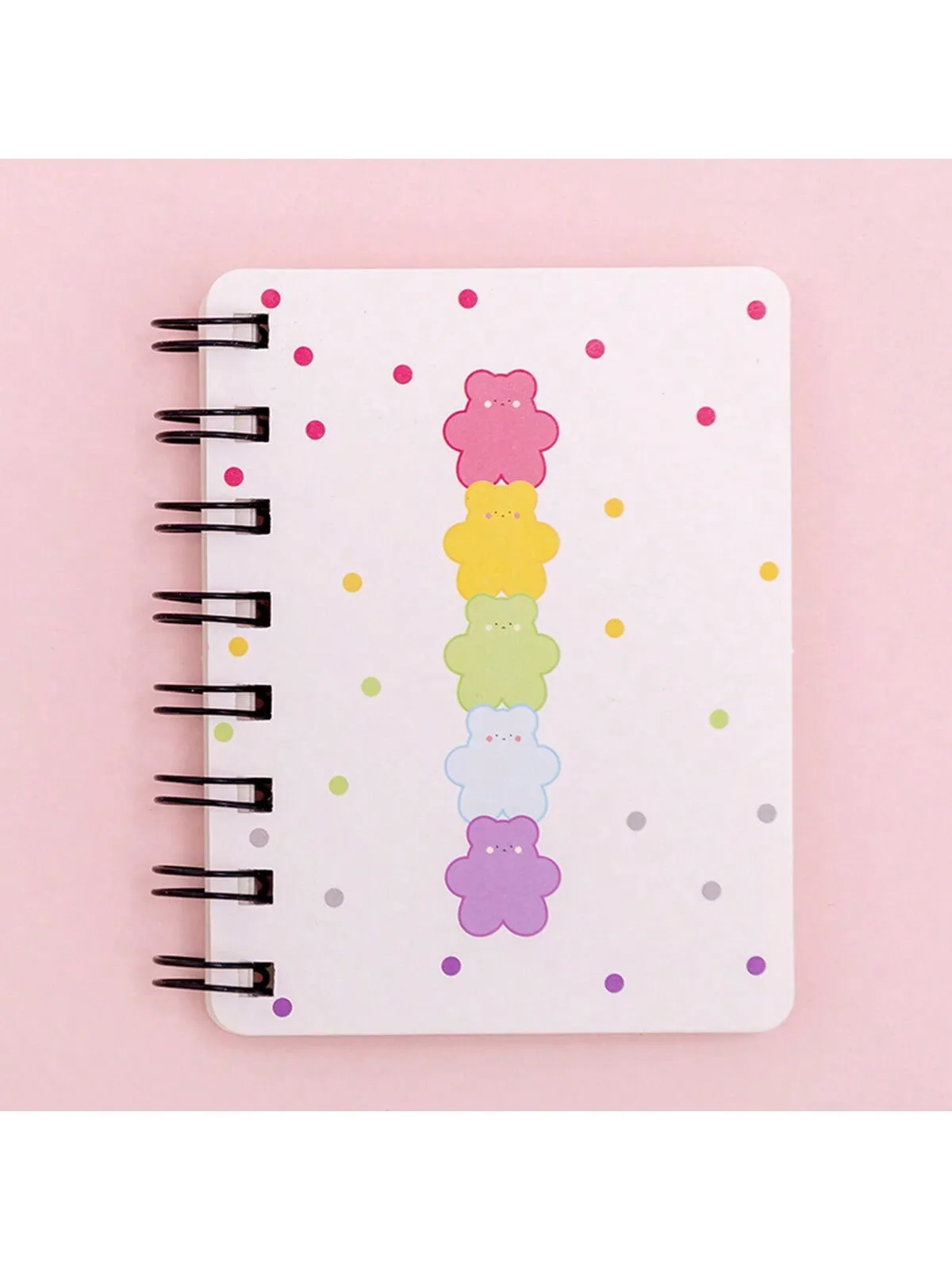 Floral Pattern Side Flip Spiral Notebook, Mini Portable Loose-leaf Student Notepad