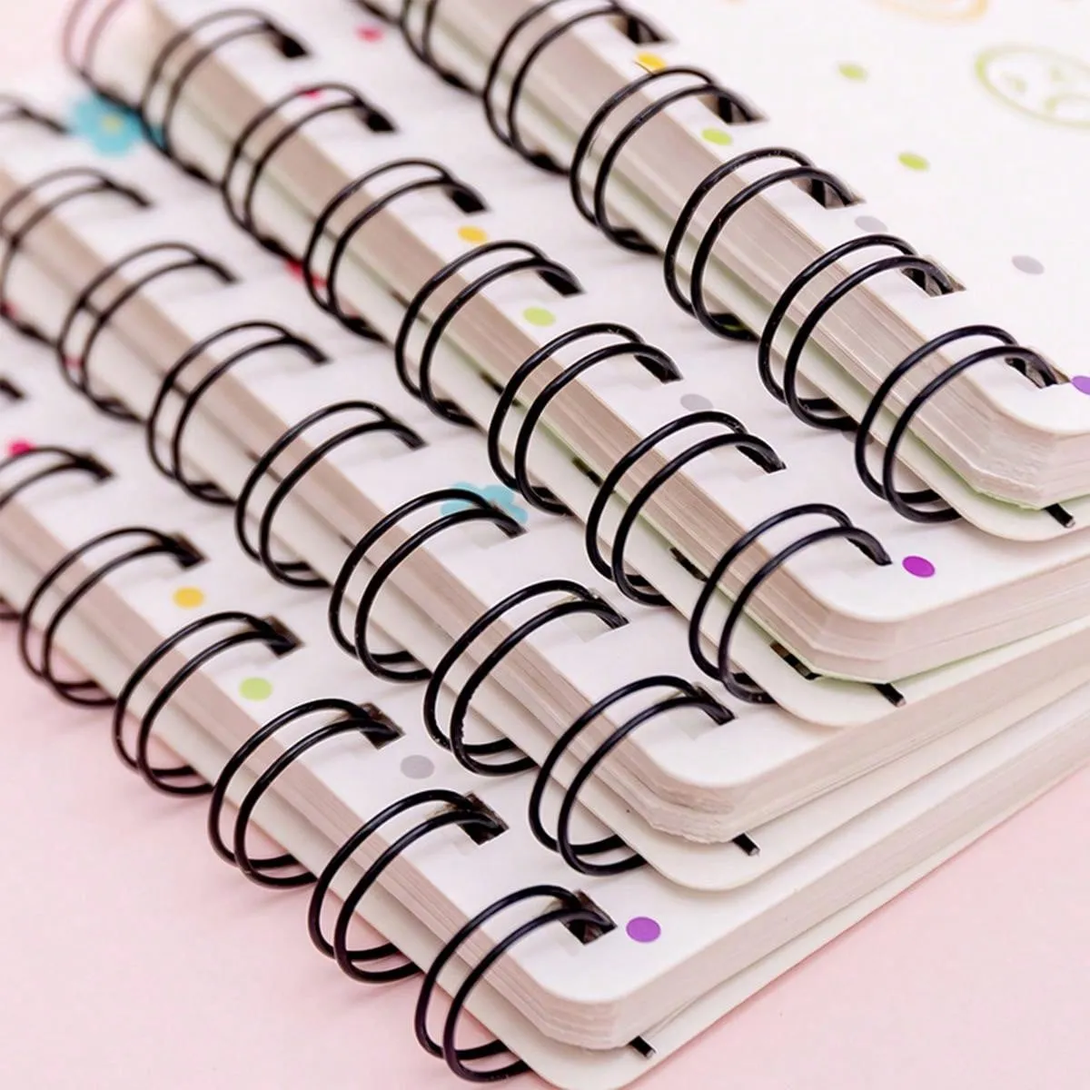 Floral Pattern Side Flip Spiral Notebook, Mini Portable Loose-leaf Student Notepad
