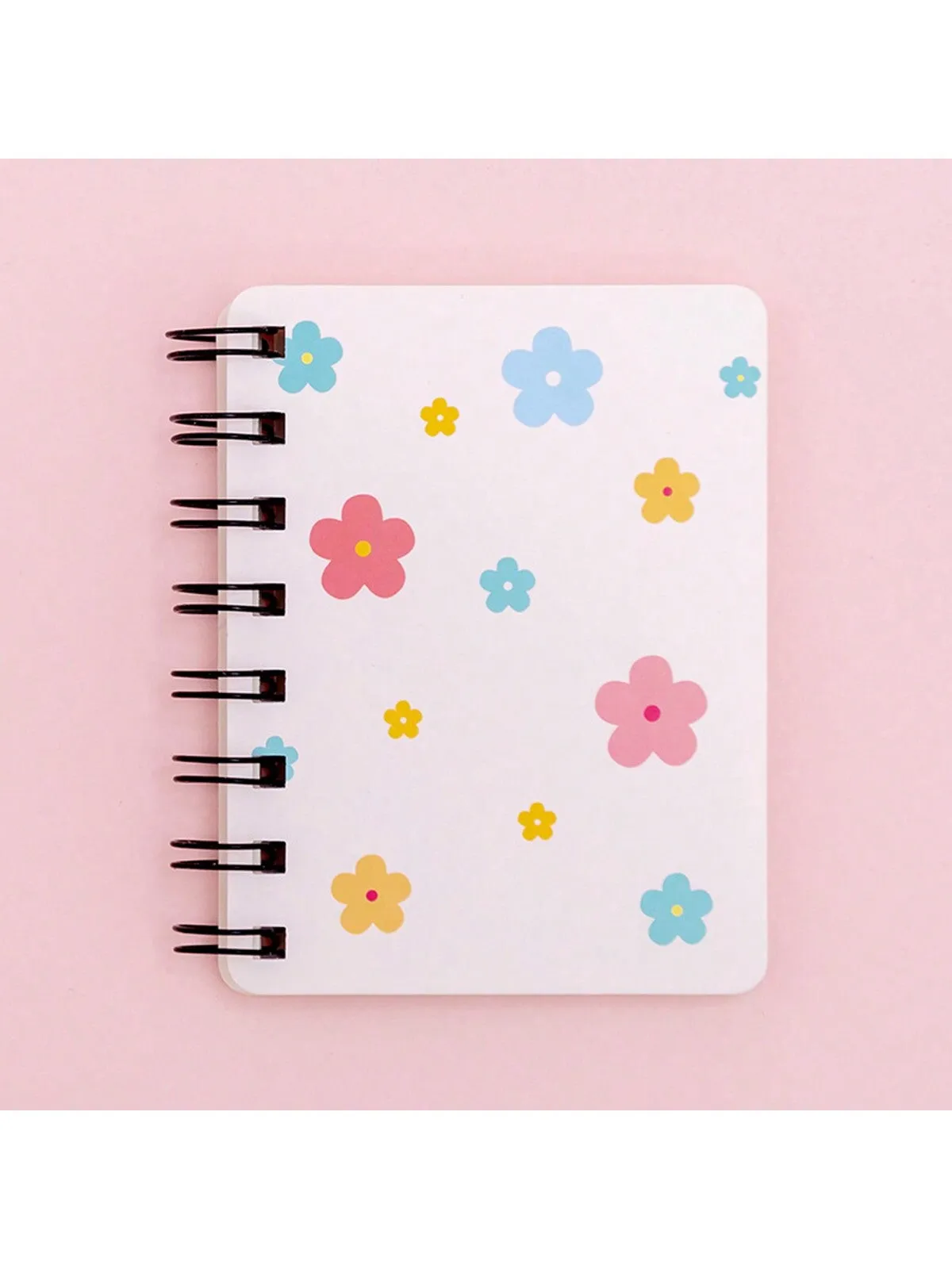 Floral Pattern Side Flip Spiral Notebook, Mini Portable Loose-leaf Student Notepad