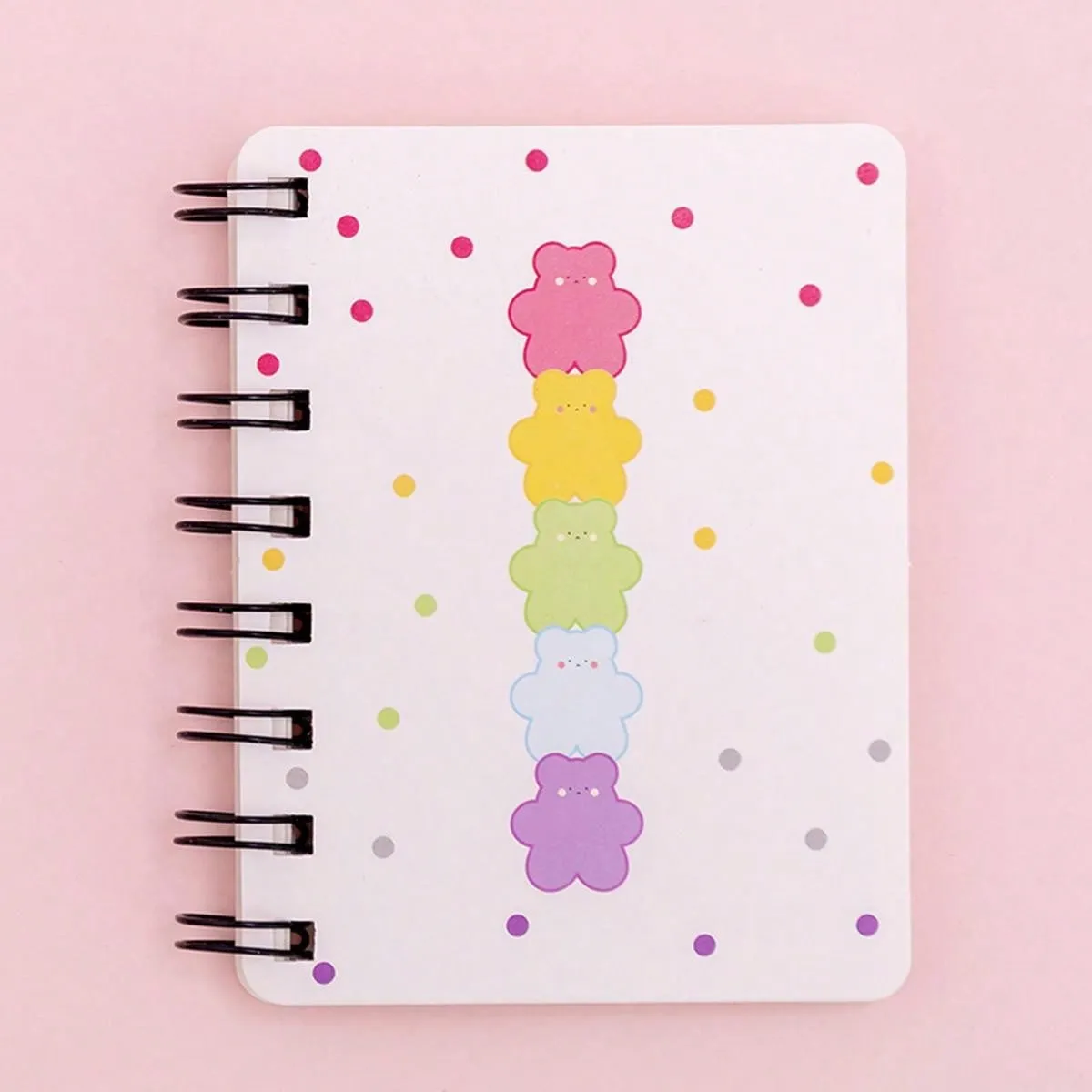 Floral Pattern Side Flip Spiral Notebook, Mini Portable Loose-leaf Student Notepad