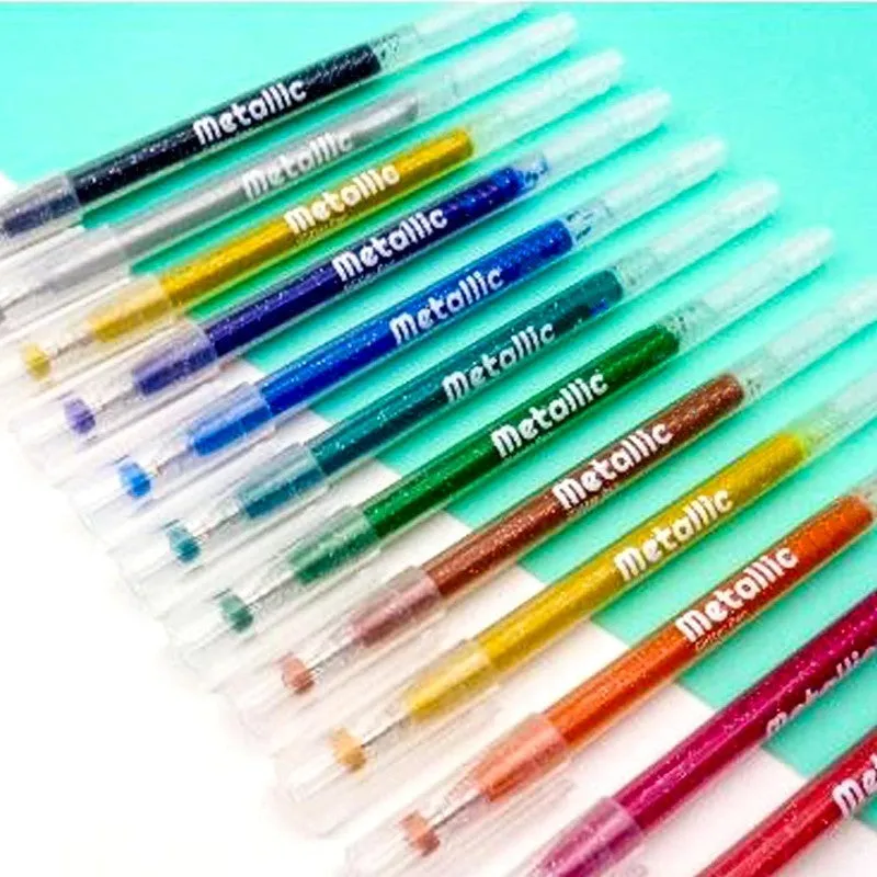 Glitter Sparkle Gel Pens Set, Multicolor Glitter Pen for Art and Craft, Glitter Color Pen with Fine Tip for Detailed Drawing, 1.0mm (Pack of 12, Multicolor)