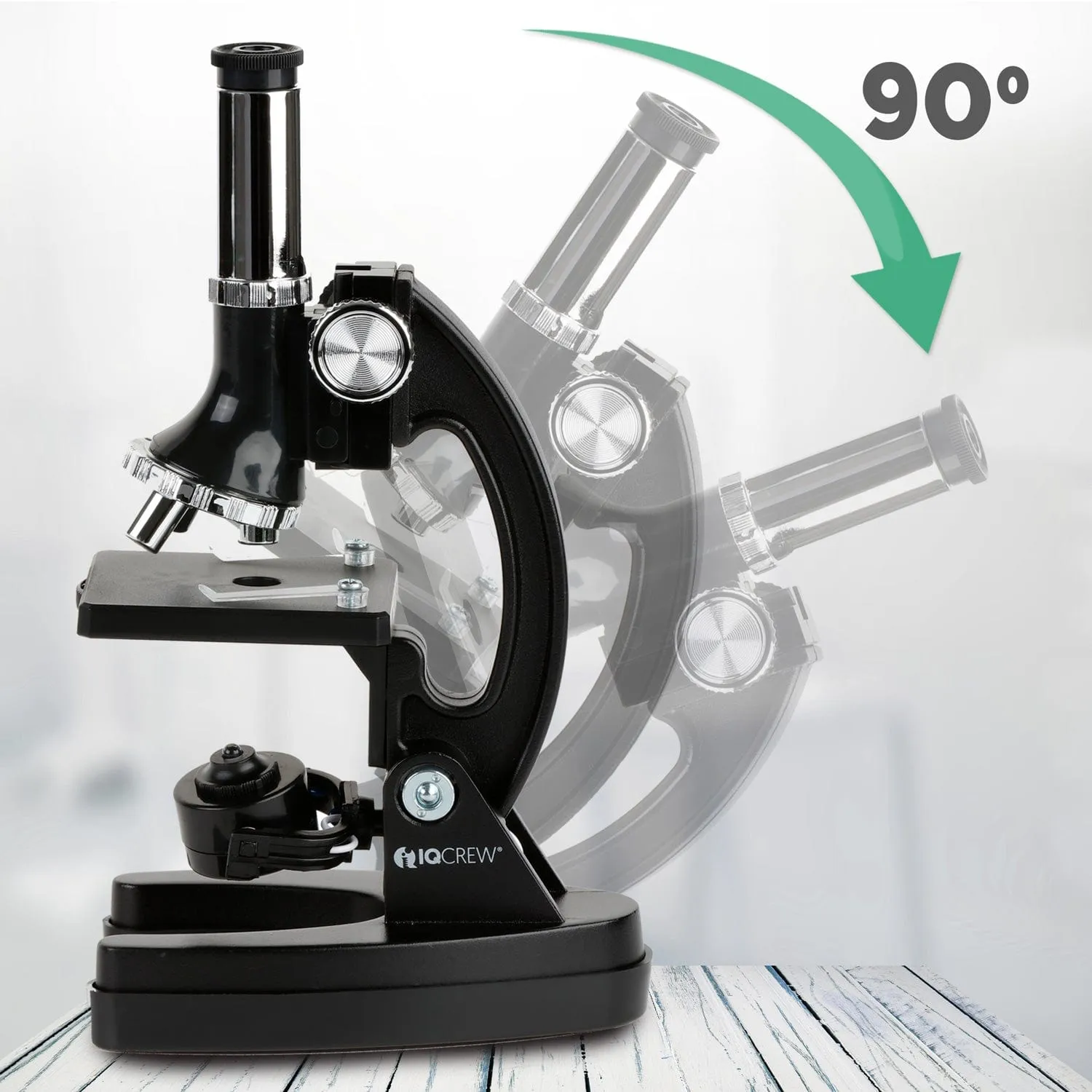 IQCrew By AMSCOPE M30 Series KIDS Starter Kids Student Compound Microscope Kit 120X-240X-300X-480X-600X-1200X Magnification With Metal Arm