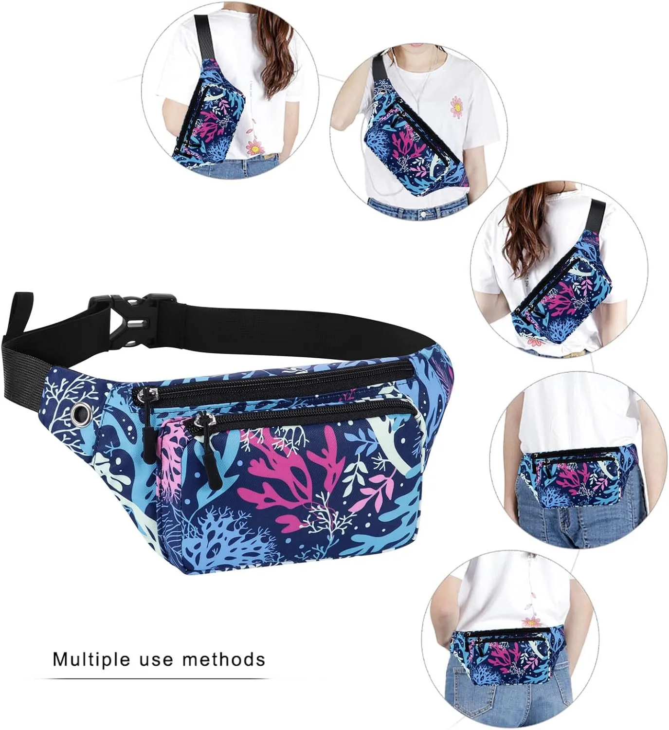 KAMO Fanny Pack, Waist Bag Sling Backpack Water Resistant Durable Polyester Small Waist Bag