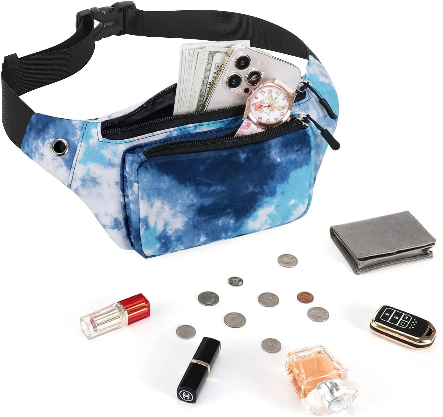 KAMO Fanny Pack, Waist Bag Sling Backpack Water Resistant Durable Polyester Small Waist Bag
