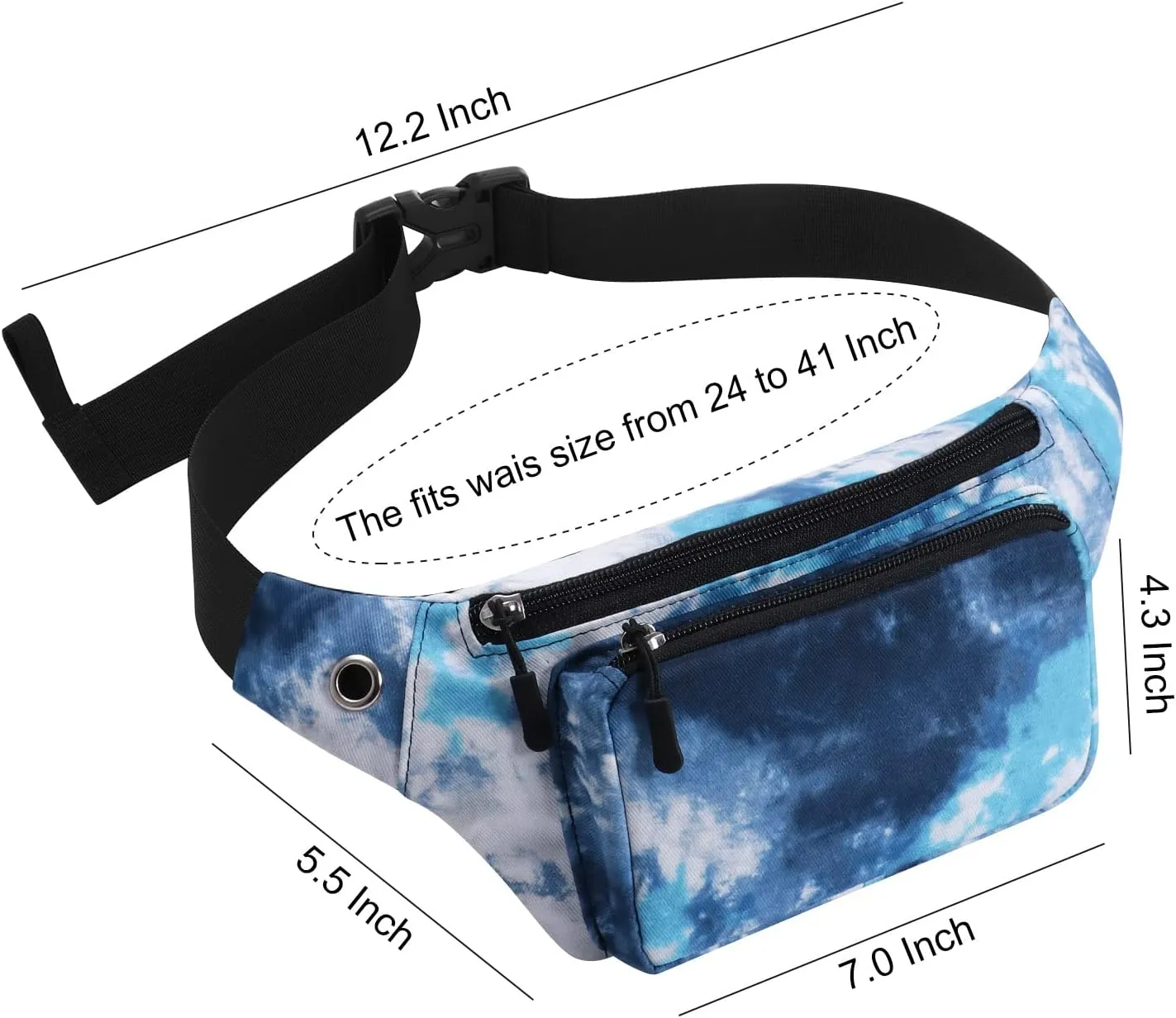 KAMO Fanny Pack, Waist Bag Sling Backpack Water Resistant Durable Polyester Small Waist Bag