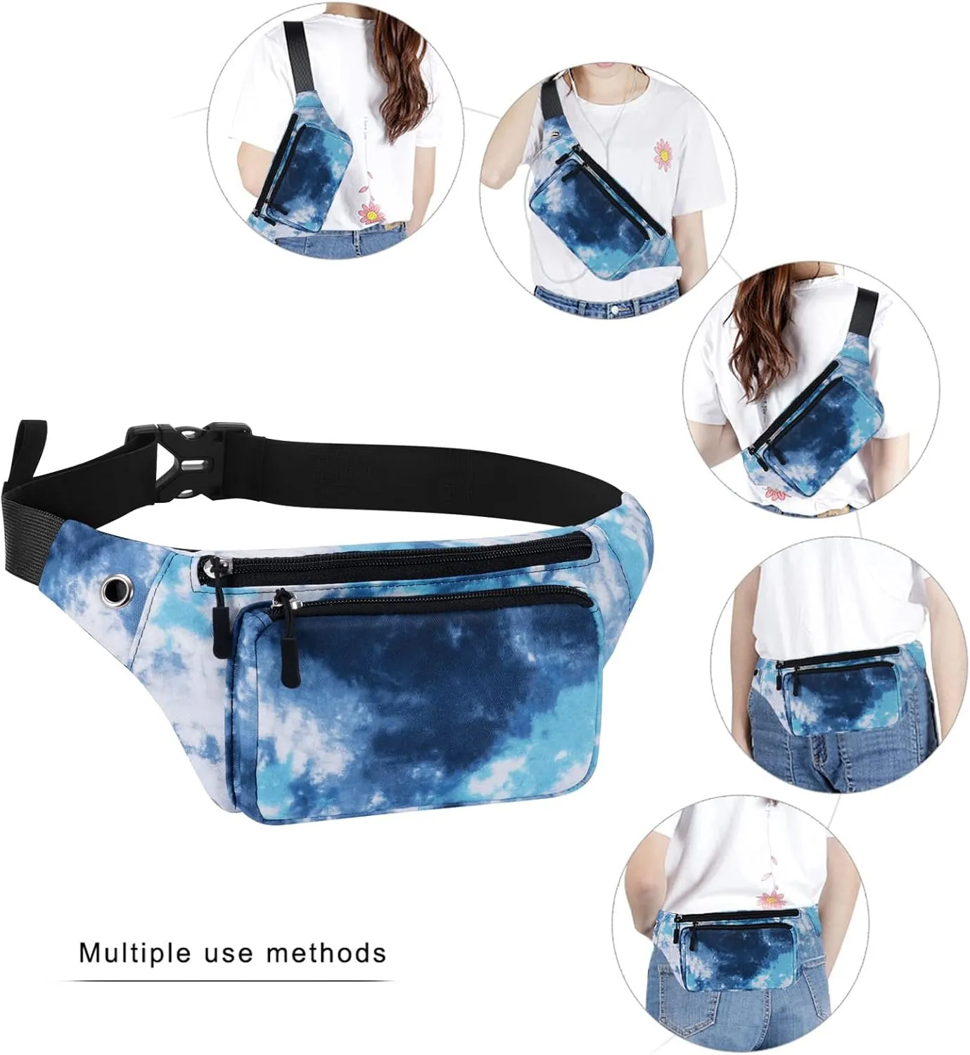 KAMO Fanny Pack, Waist Bag Sling Backpack Water Resistant Durable Polyester Small Waist Bag