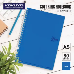 Kokuyo A5 Soft Ring BLUE Notebook Dotted Line 6 mm Rule | 80 Sheets SV338BT