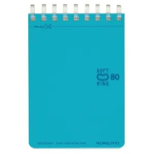 Kokuyo A7 BLUE GREEN Soft Ring Notebook 6mm Dotted Ruled Line Mini Type Reporter Style Notebook Flip Up Notebook  |  80 Sheets SV378BT