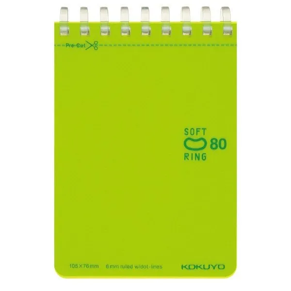 Kokuyo A7 ORANGE Soft Ring Notebook 6mm Dotted Ruled Line Mini Type Reporter Style Notebook Flip Up Notebook  |  80 Sheets SV378BT