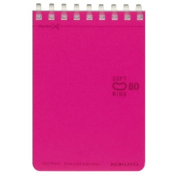 Kokuyo A7 ORANGE Soft Ring Notebook 6mm Dotted Ruled Line Mini Type Reporter Style Notebook Flip Up Notebook  |  80 Sheets SV378BT