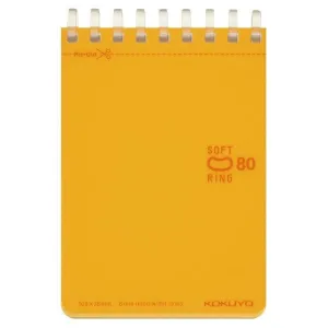 Kokuyo A7 ORANGE Soft Ring Notebook 6mm Dotted Ruled Line Mini Type Reporter Style Notebook Flip Up Notebook  |  80 Sheets SV378BT