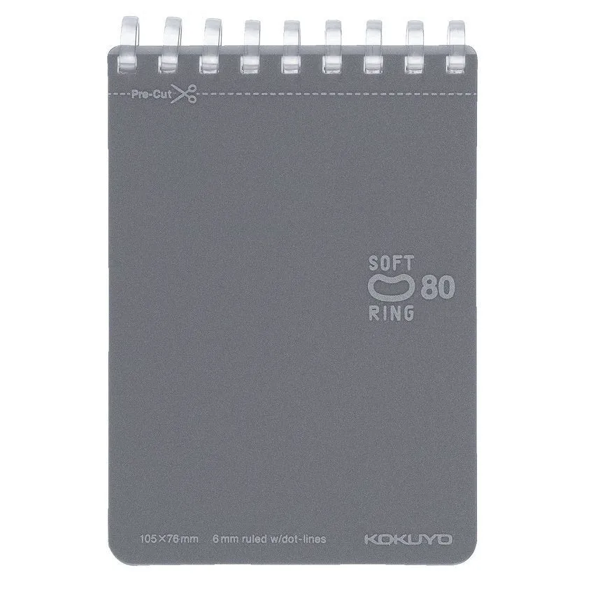 Kokuyo A7 ORANGE Soft Ring Notebook 6mm Dotted Ruled Line Mini Type Reporter Style Notebook Flip Up Notebook  |  80 Sheets SV378BT