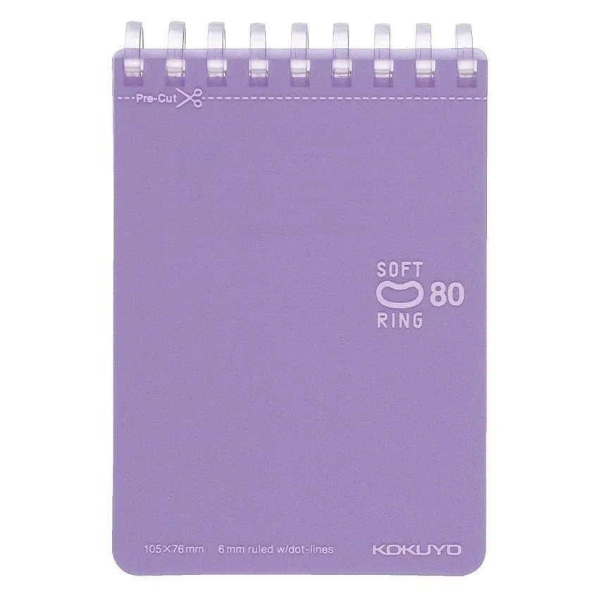 Kokuyo A7 ORANGE Soft Ring Notebook 6mm Dotted Ruled Line Mini Type Reporter Style Notebook Flip Up Notebook  |  80 Sheets SV378BT