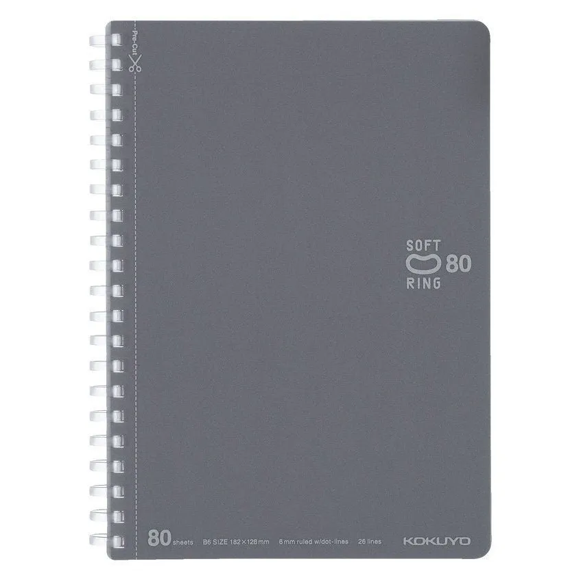 Kokuyo B6 Soft Ring B6 LIGHT BLUE Notebook Dotted Line 6mm Rule | SV348BT 80 Sheets
