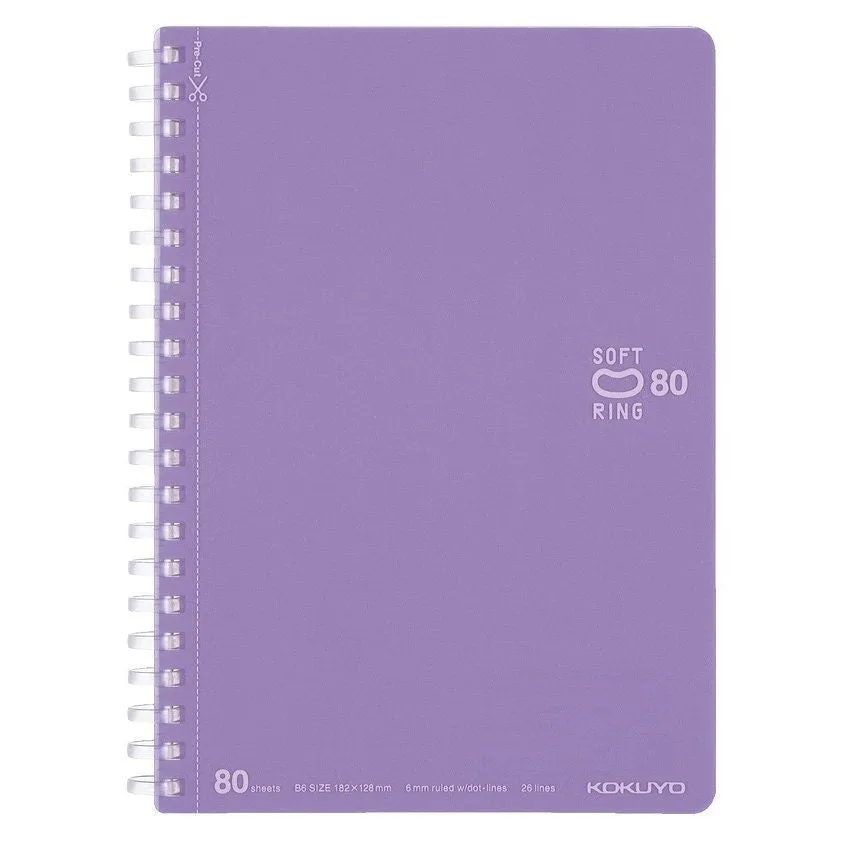 Kokuyo B6 Soft Ring B6 LIGHT BLUE Notebook Dotted Line 6mm Rule | SV348BT 80 Sheets