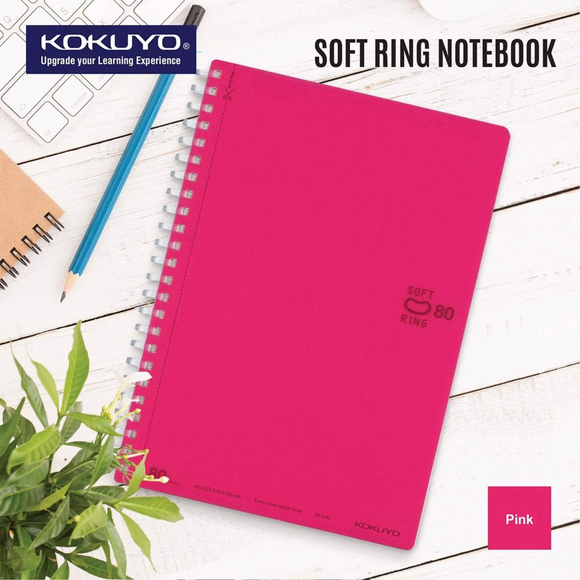 Kokuyo BLACK Soft Ring Notebook 5mm Dot Ruled SV457S5 | A6 80 Sheets