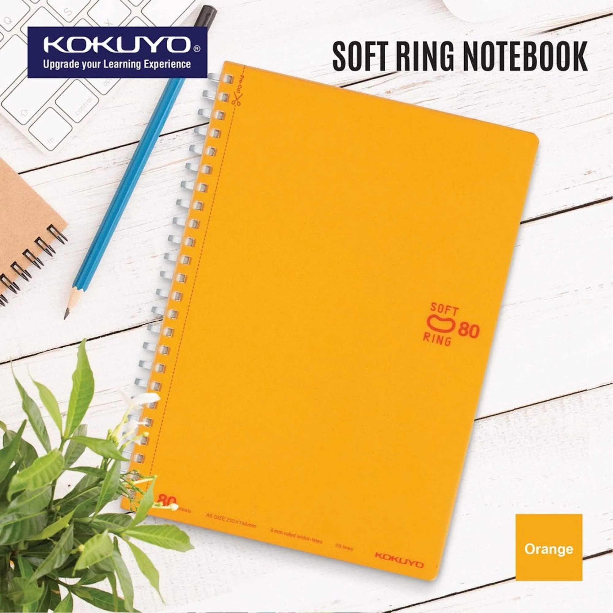 Kokuyo BLACK Soft Ring Notebook 5mm Dot Ruled SV457S5 | A6 80 Sheets