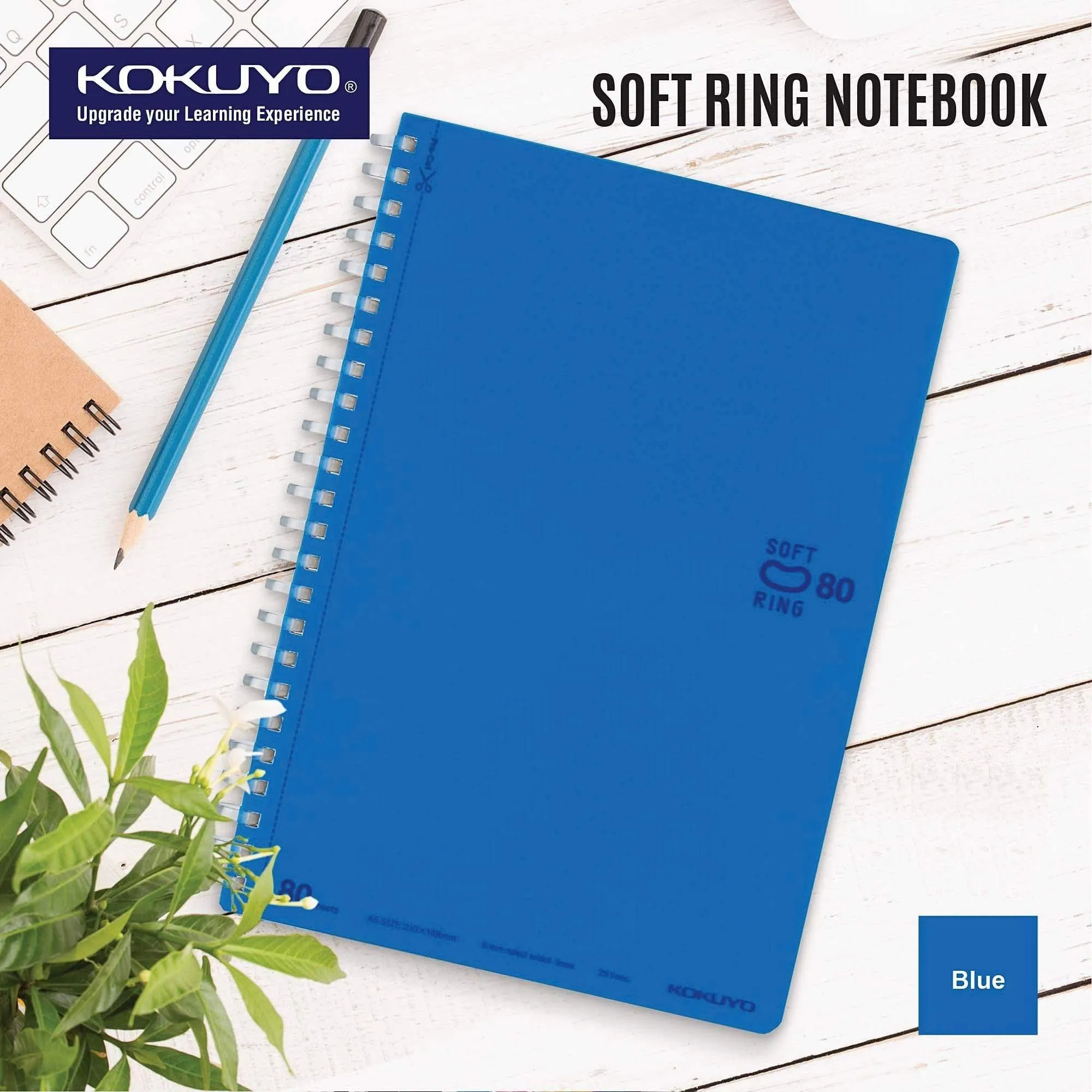 Kokuyo BLACK Soft Ring Notebook 5mm Dot Ruled SV457S5 | A6 80 Sheets