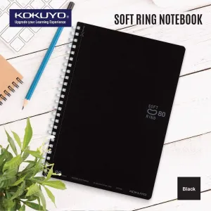 Kokuyo BLACK Soft Ring Notebook 5mm Dot Ruled SV457S5 | A6 80 Sheets