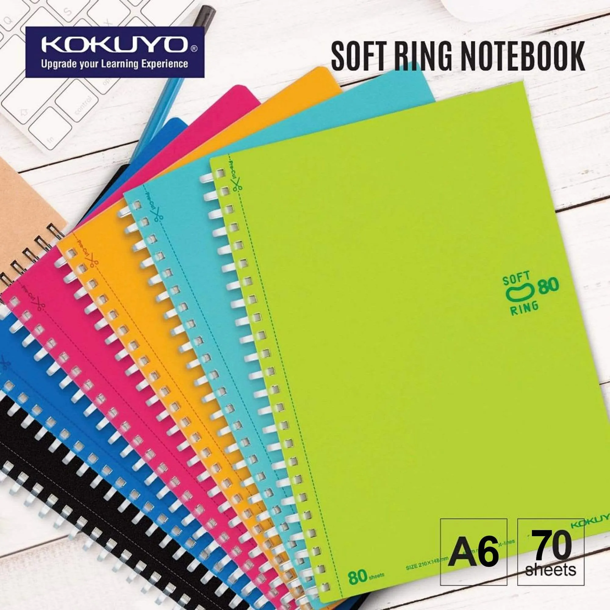 Kokuyo ORANGE Soft Ring Notebook 5mm Dot Ruled SV457S5 | A6 80 Sheets
